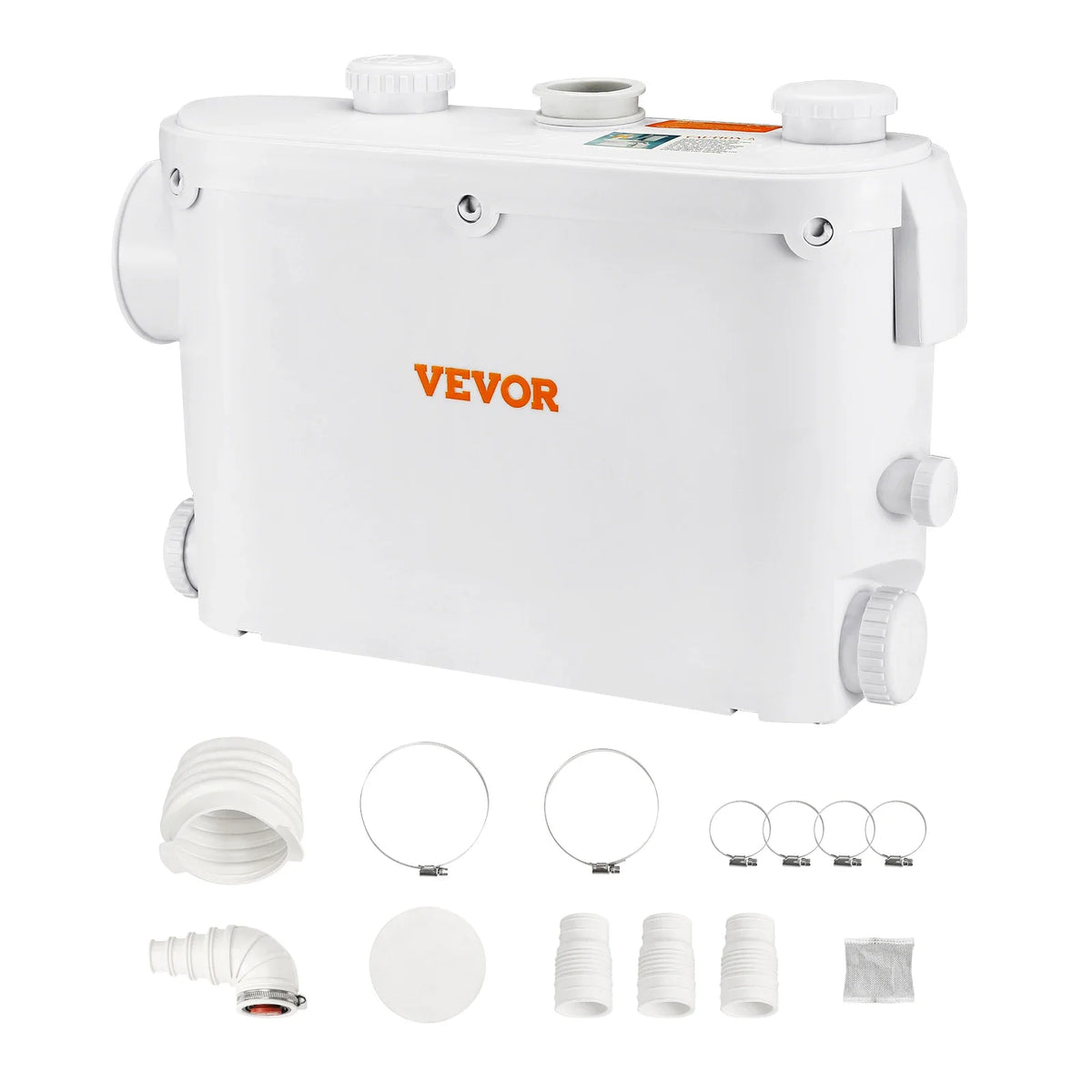 Macerator Pump, 500W, 6600 L/h Flow,26.2 ft/8 m Head, Macerator Sewerage Sump Pump with 3 Water Inlets for Toilet,Kitchen