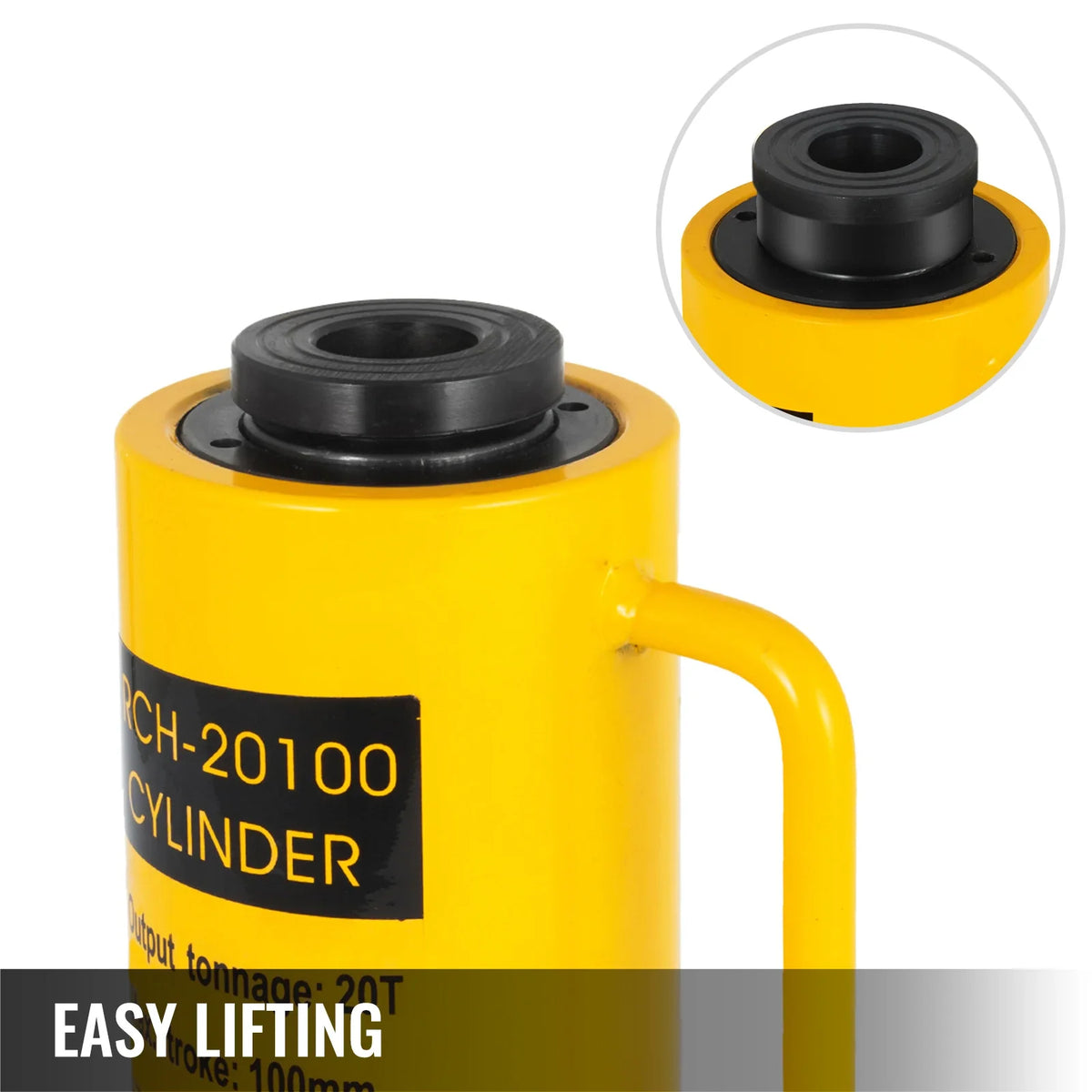 20T/44000LBS Hollow Hydraulic Cylinder Jack 100mm Plunger Ram Hydraulic for Car Van Boat Truck Caravan