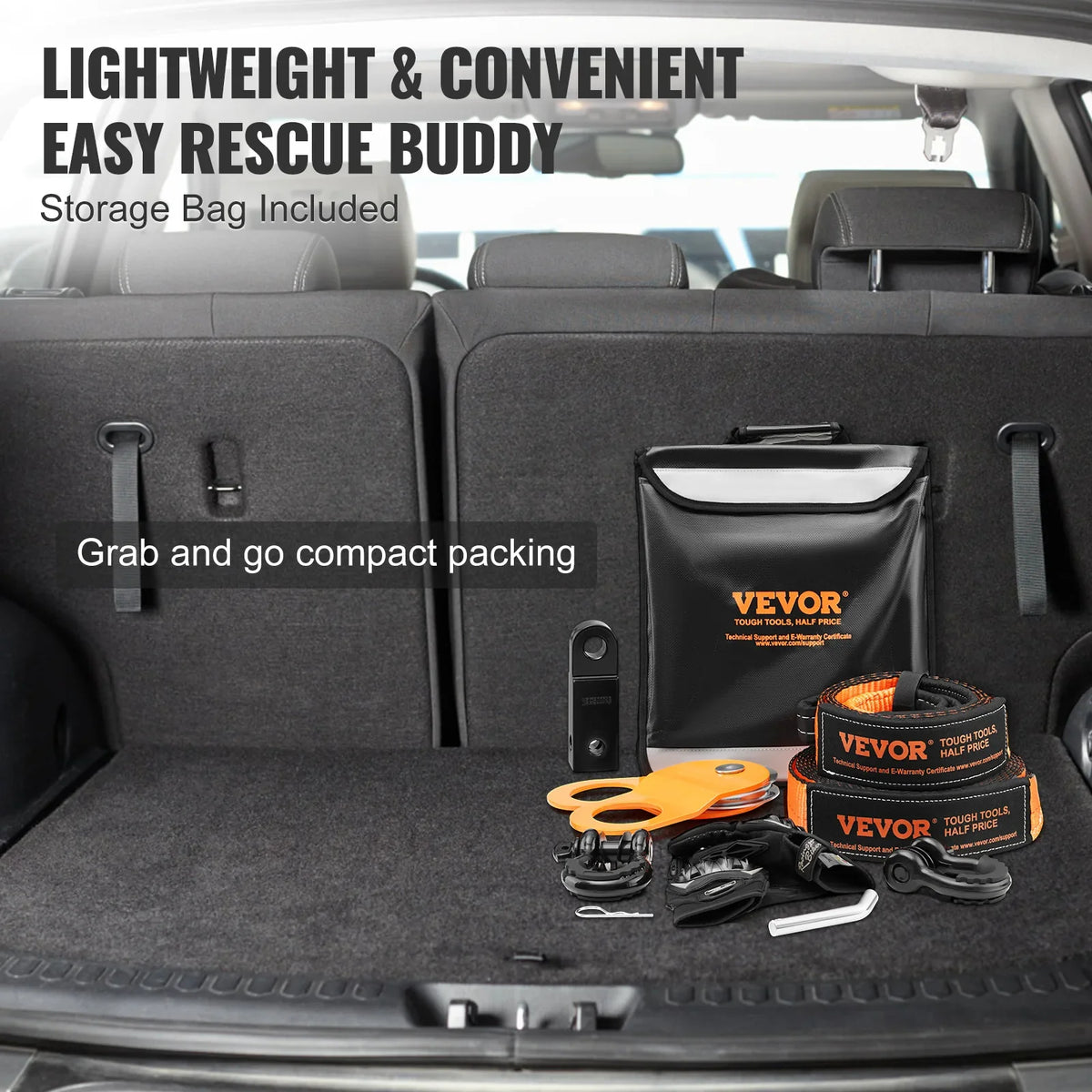 Off-Road Recovery Kit, 3" x 30',Heavy Duty Winch Recovery Kit with 30000 lbs Tow Straps, 44092 lbs D-Ring Shackles for Car
