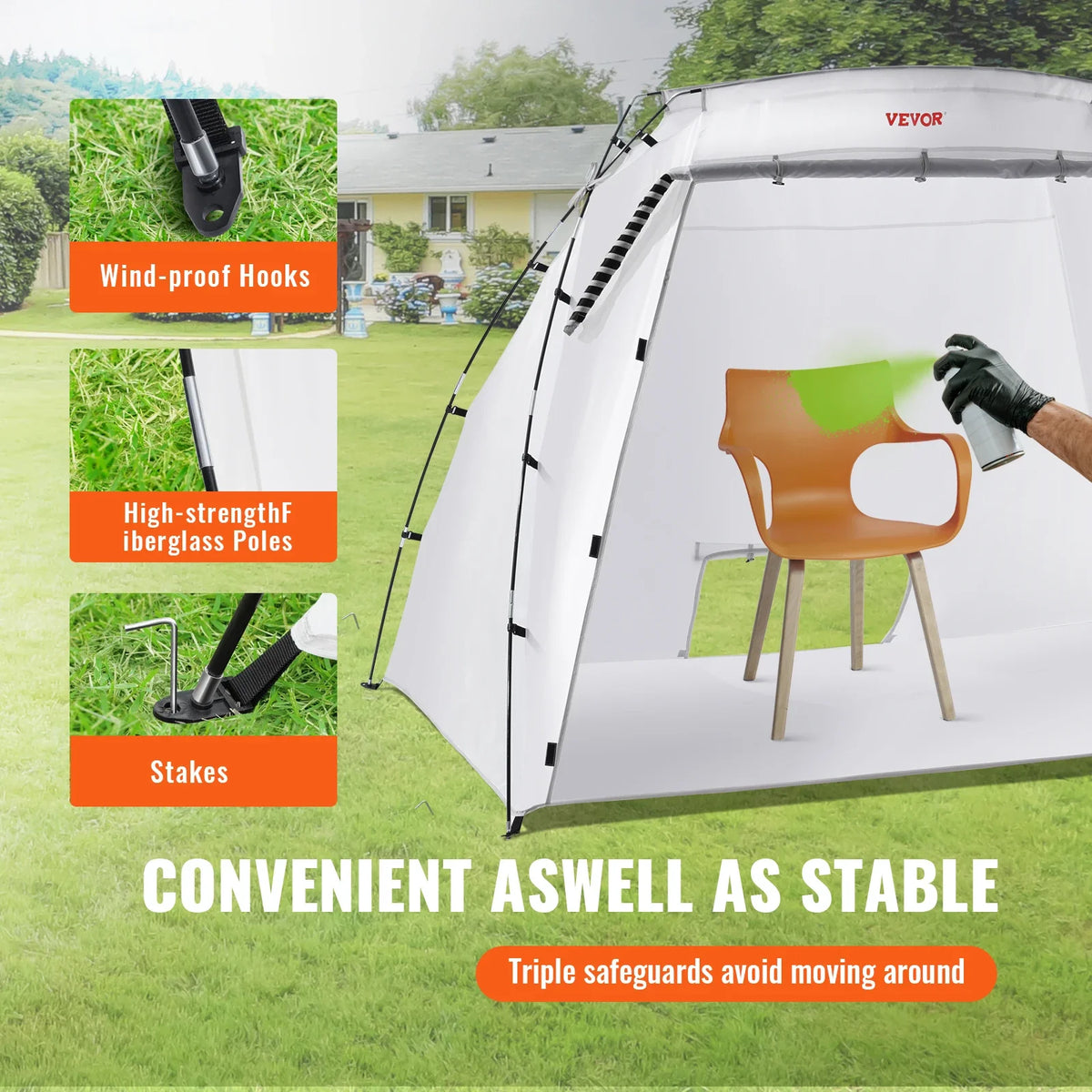 Portable Paint Booth Shelter 7.5x5.2x5.2/10x7x6ft Foldable Spray Painting Tent for Furniture Craft Project DIY Hobby Tool