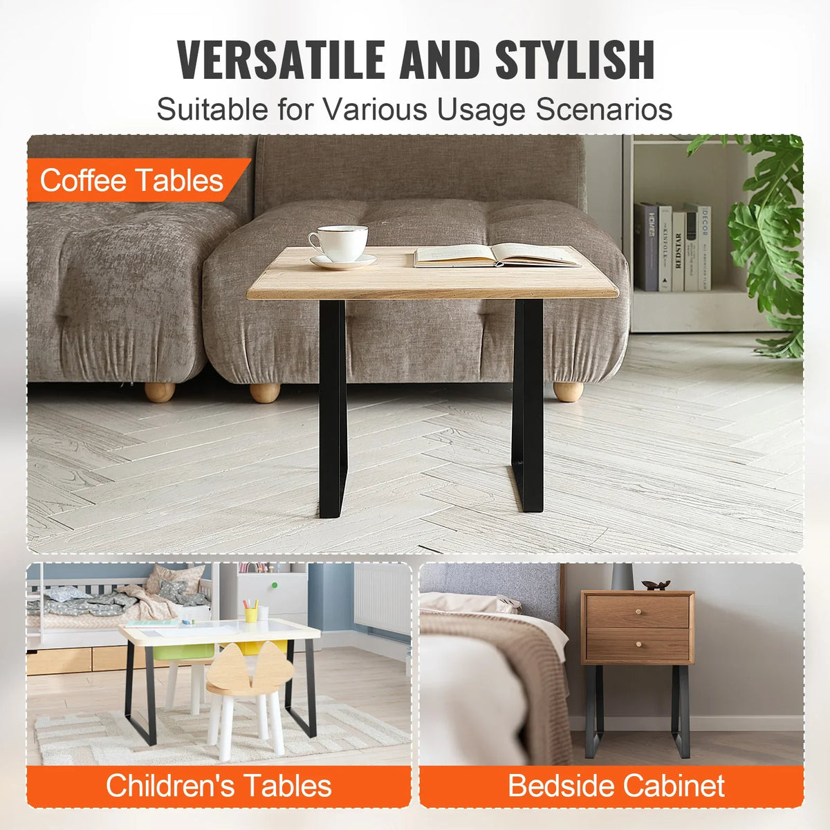16inch Trapezoid Steel Table Legs Replacement Furniture Legs Set of 2 for DIY Coffee Tables Desks Bench Night Stands Sofa