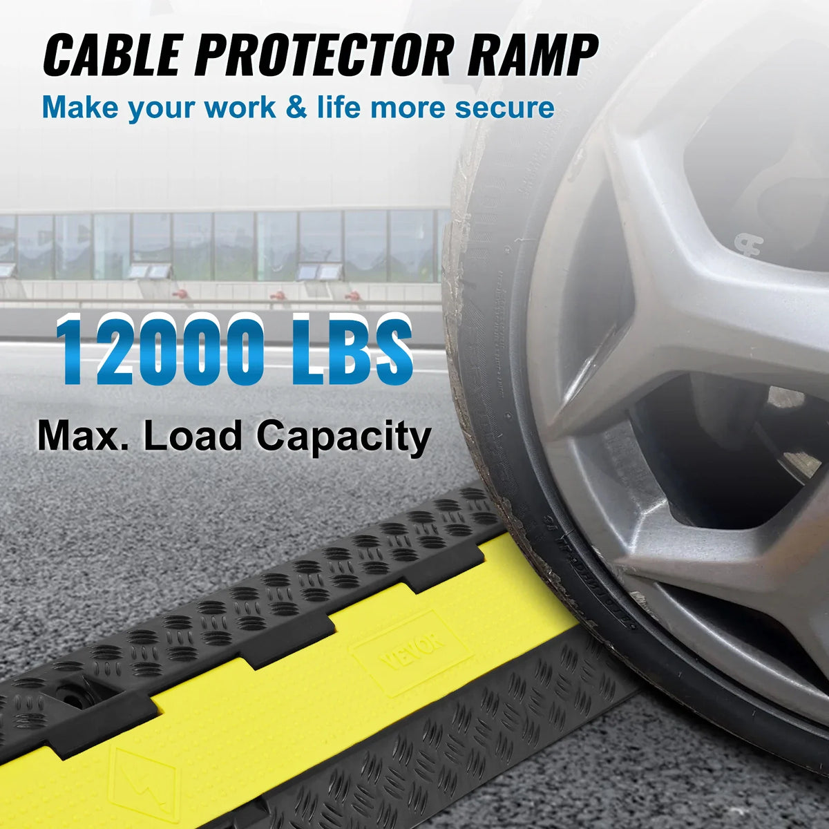 Cable Protector Ramp 1/3/5 PCS 2 Channel Heavy Duty Wire Cord Cover Ramp with TPR Flip-Open Top Cover Traffic Speed Bump