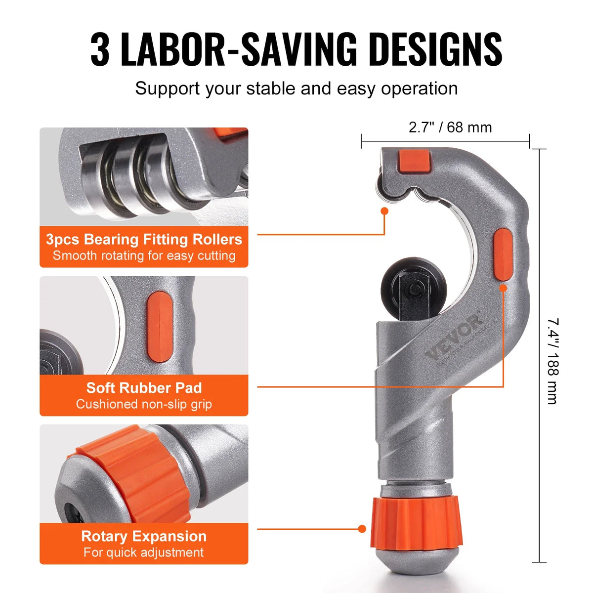 3PCS Tubing Cutter Mini Tube Cutter Deburring Tool Heavy Duty Pipe Cutter for Copper Aluminum Stainless Steel Plastic Pipe
