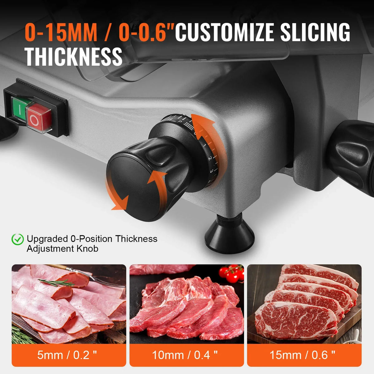 Meat Slicer, 340W Electric Deli Food Slicer with 10" SUS420 Stainless Steel Blade and Built-in Sharpening Stone,0-0.6 inch