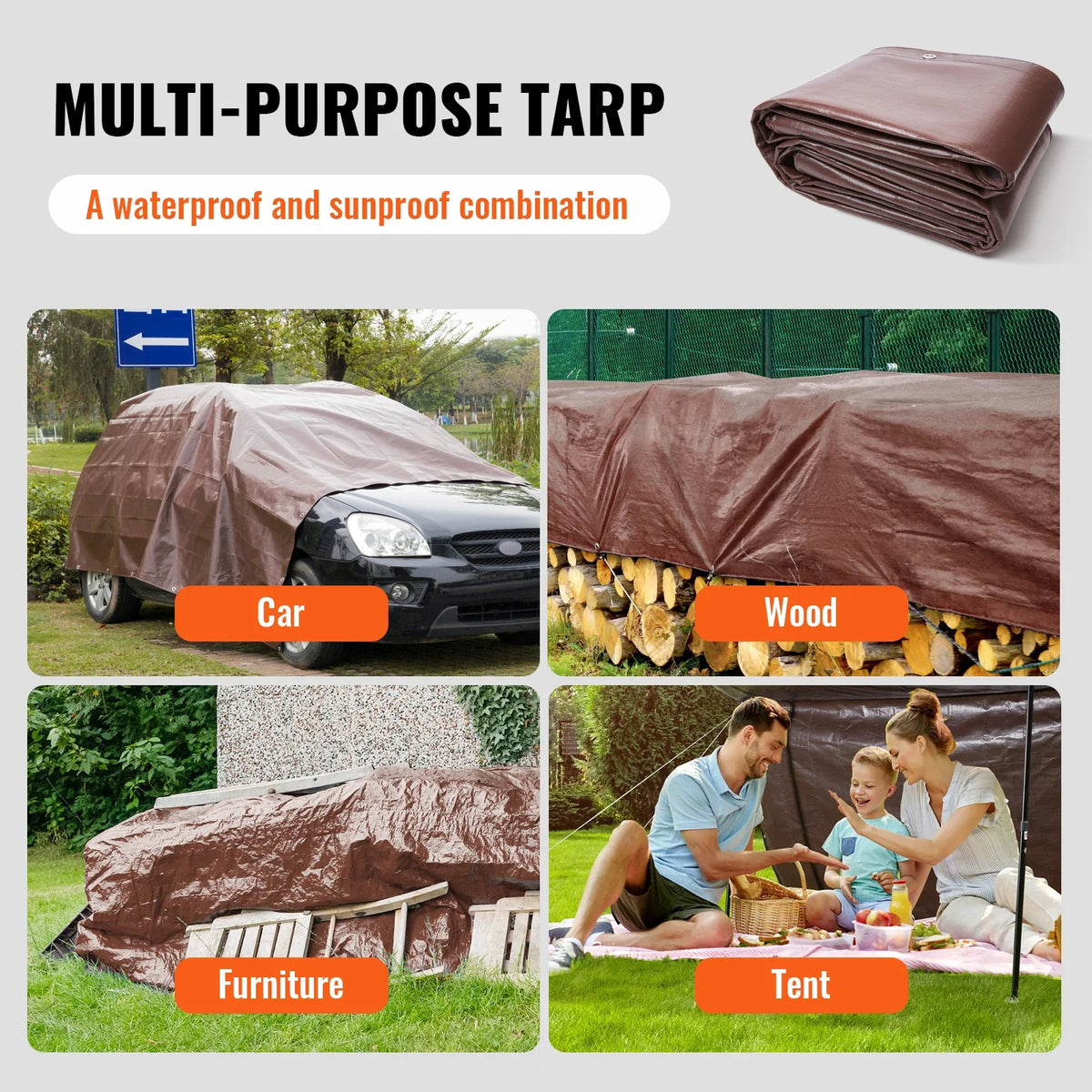 Heavy Duty Tarp 16 Mil Thick Waterproof Tear Proof Poly Plastic Tarps Cover Multi-Purpose Outdoor Tarpaulin for Truck