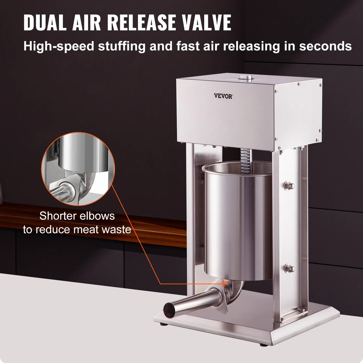 10L 15L Electric Stuffer,Vertical Sausage Stuffer w/Speed Stepless,304 Stainless Steel Sausage Machine w/4 Stuffing Tubes