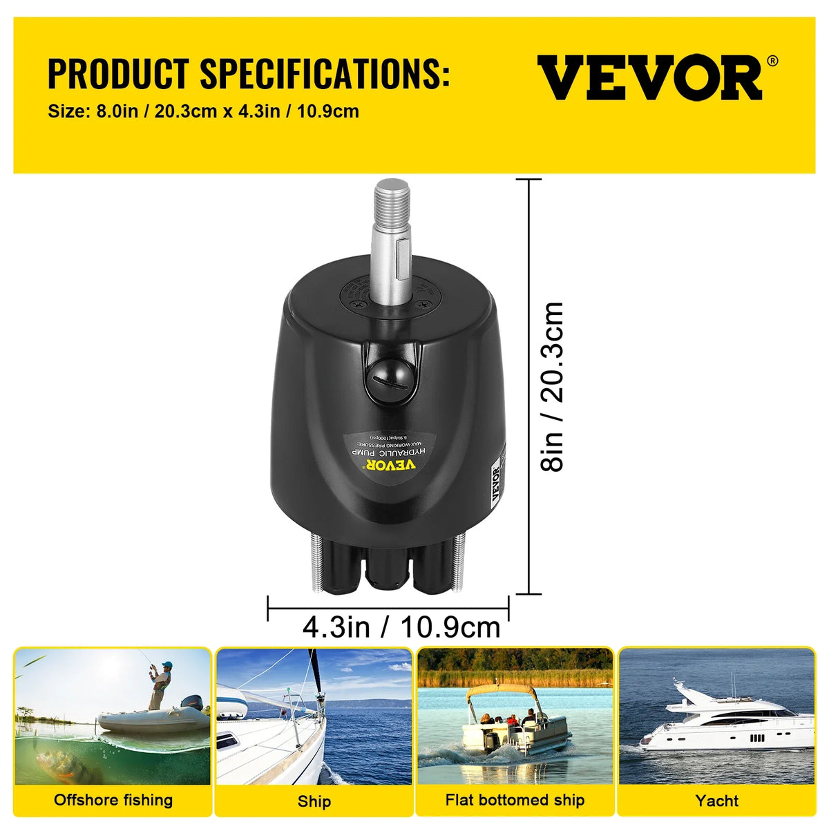 Outboard Hydraulic Steering Pump for Engines Till 150 HP Front Mount Helm 1.4 cu. in. for Fishing Marine Boat Accessories