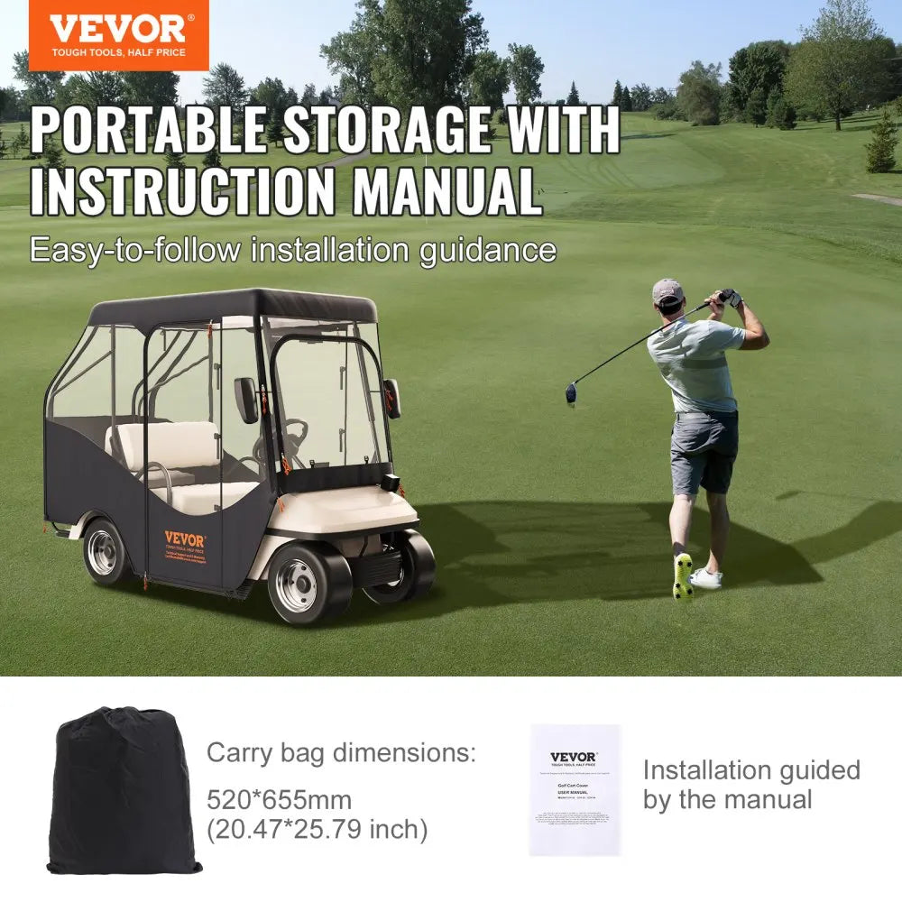 Golf Cart Rain Curtain Enclosure,Protective Anti-dust Sunscreen Rainproof Driving Enclosure with Transparent Windows