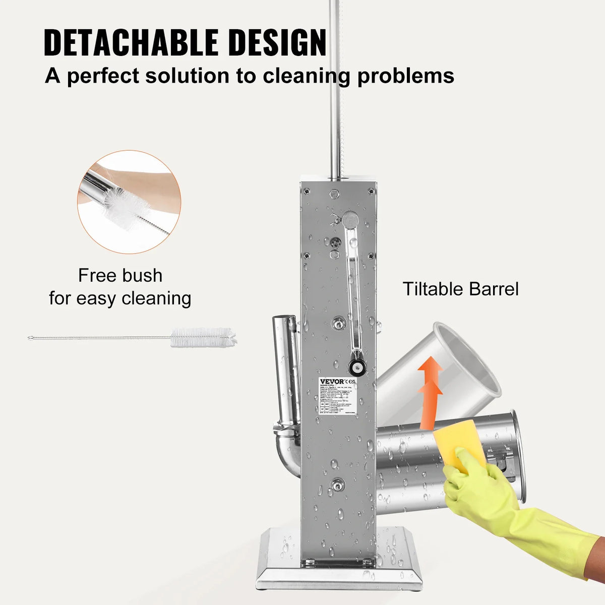 3 5 7 L Manual Sausage Stuffer Stainless Steel Making Sausage Vertical Maker with 4 Filling Funnels for Home Commercia Use