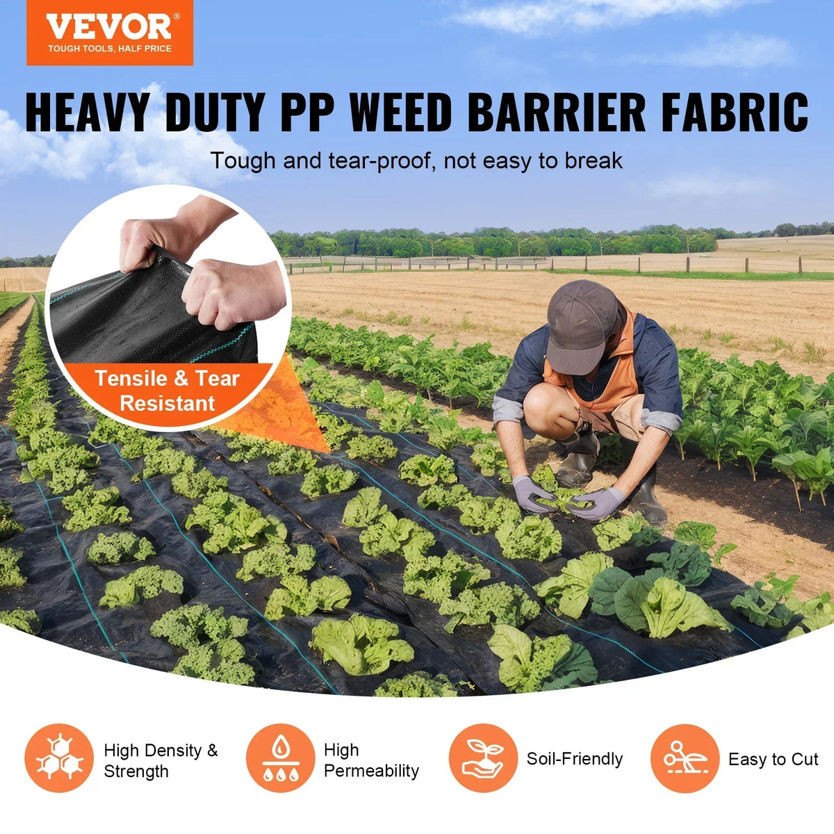 Weed Barrier Landscape Fabric Heavy Duty Garden Fabric Woven PP Weed Control Driveway Geotextile Fabric for Landscaping