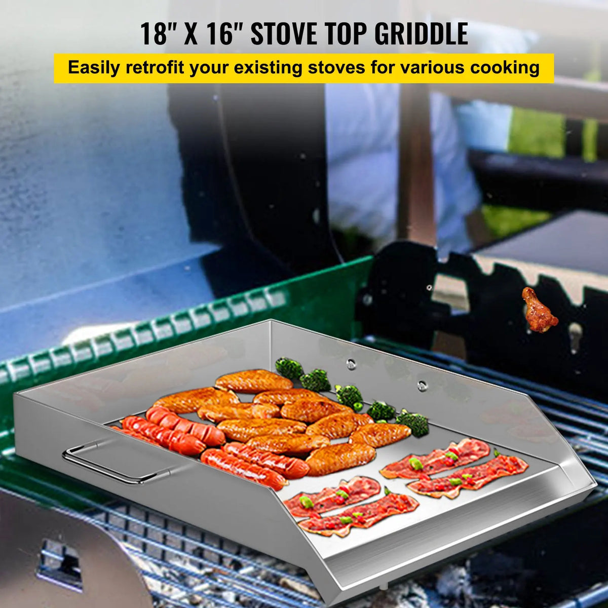 Stainless Steel Griddle,Universal Flat Top Rectangular Plate,BBQ Charcoal/Gas Grill,Grills for Camping and Parties