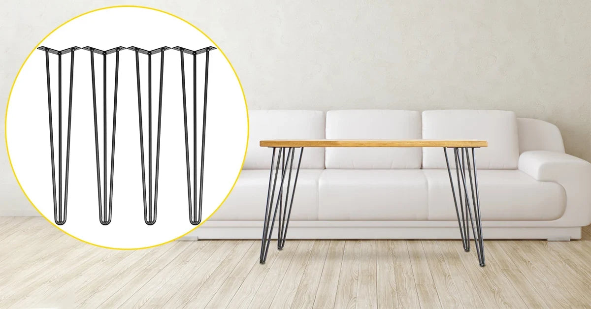 4Pcs Metal Table Legs 16-40 Inch 3-Rod Hairpin Furniture Legs DIY Home Bench Dining Desk End Coffee Table Feet Accessories