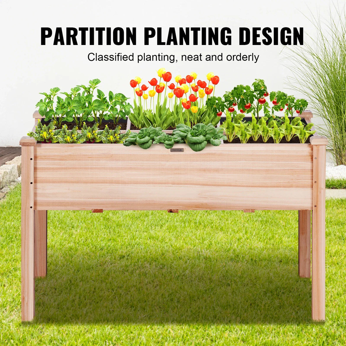 Raised Garden Bed 3.9x1.9x2.5ft Garden Wooden Planter Box Elevated Outdoor Planting Boxes for Growing Flowers/Vegetables