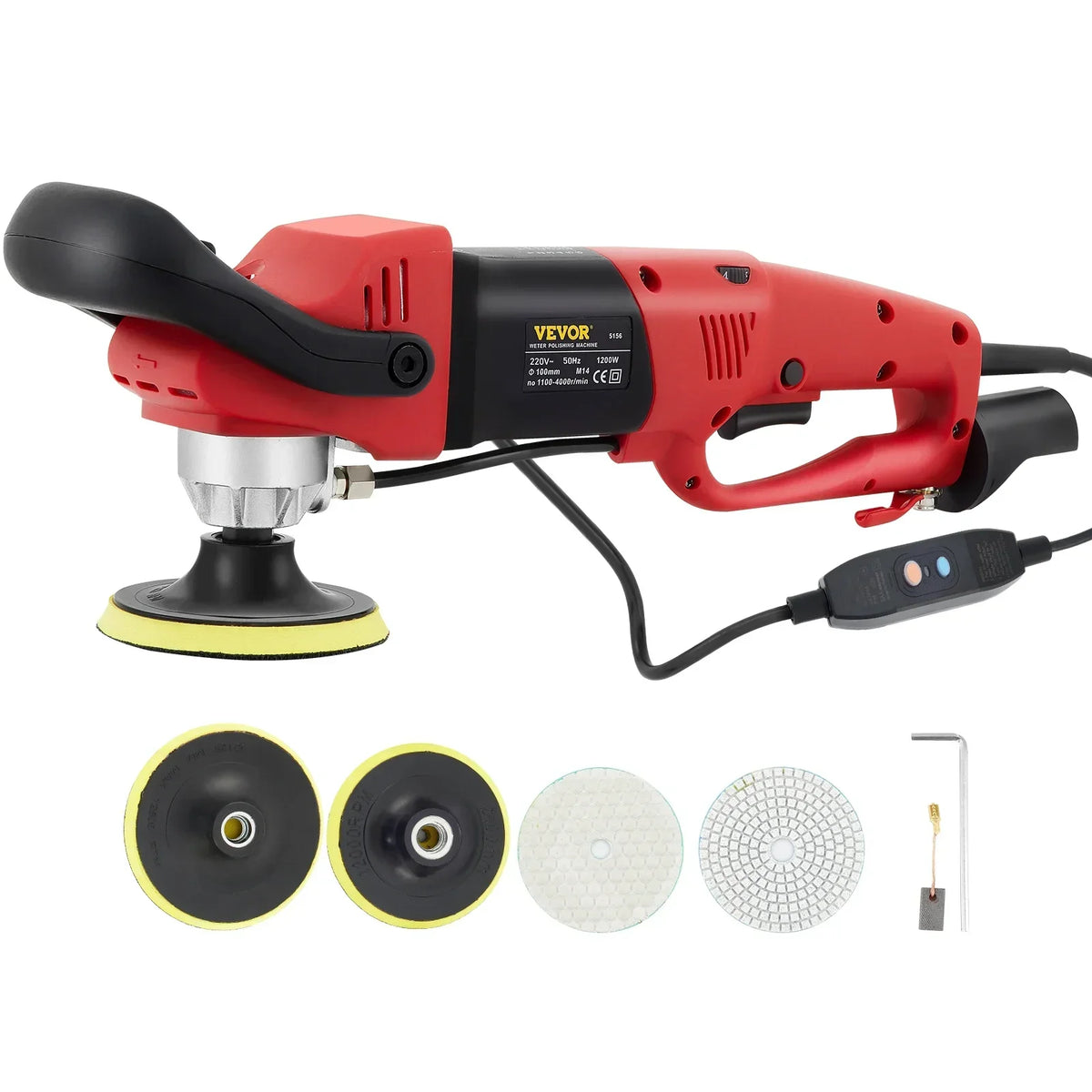Electric Wet Stone Polisher Grinder Sander Buffing Machine Variable Speed Water Mill for Marble Granite Finish Polishing