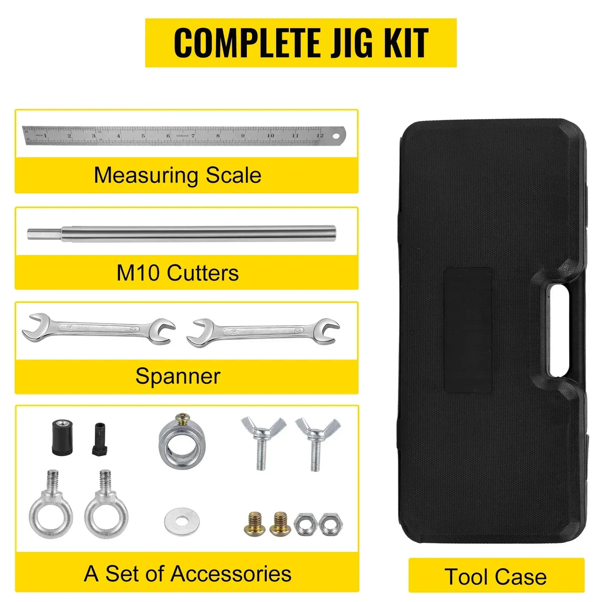 Door Jam Jig Kit Door Lock Mortise with 3PCS 18mm / 22mm / 25mm M10 Cutters Clamping Thickness 1.2in-2in for Lock Changing