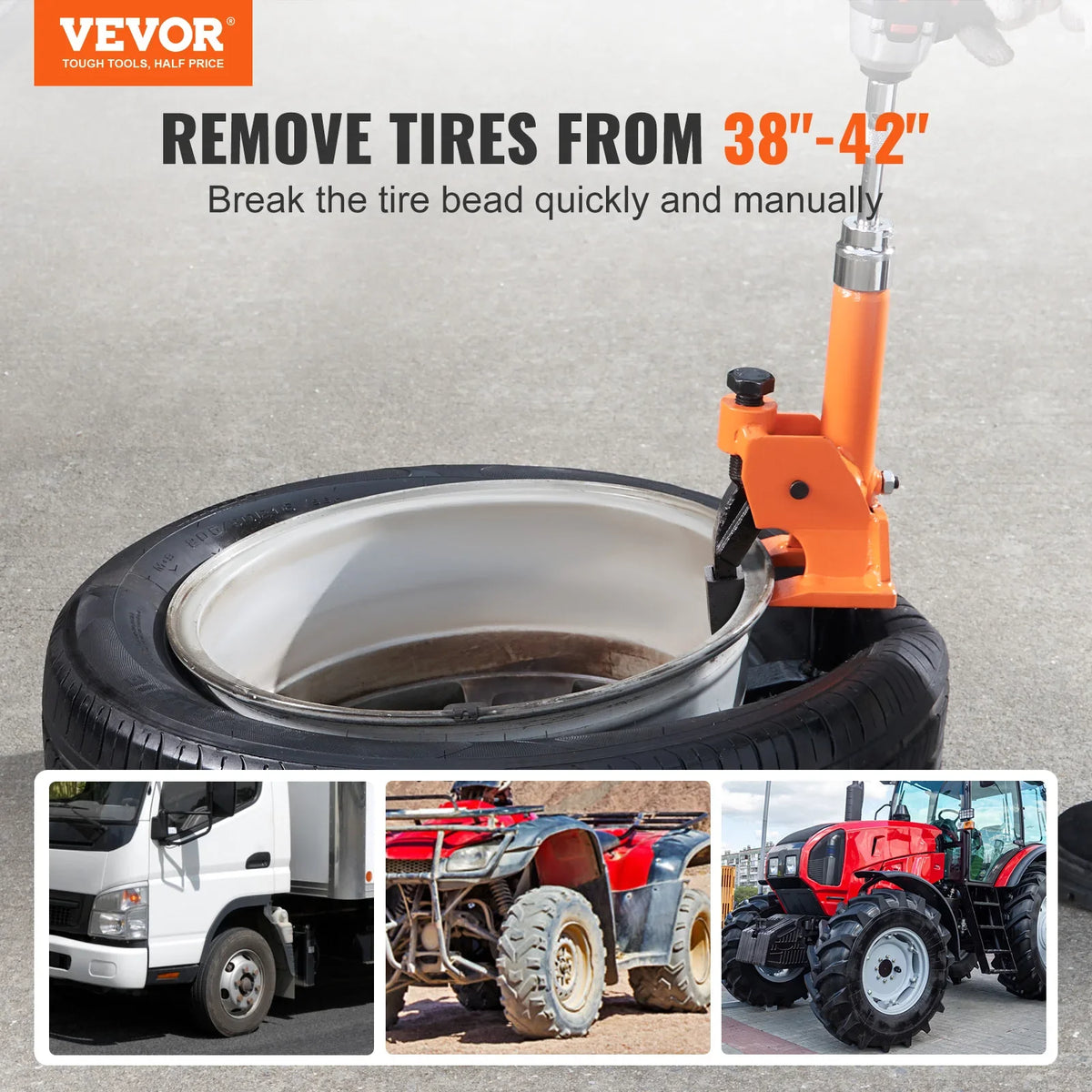 Manual Tire Bead Breaker 38"-42" Tires Changer Tool with Rubber Pad Protect Aluminum Alloy Hubs Tire Repair Tool for Cars