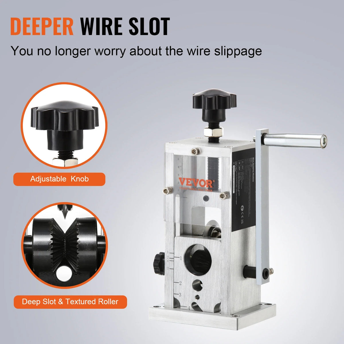 Manual Wire Stripping Machine 0.06''-1.5'' Copper Stripper Portable Aluminum Frame Wire Peeler for Scrap Copper Recycling