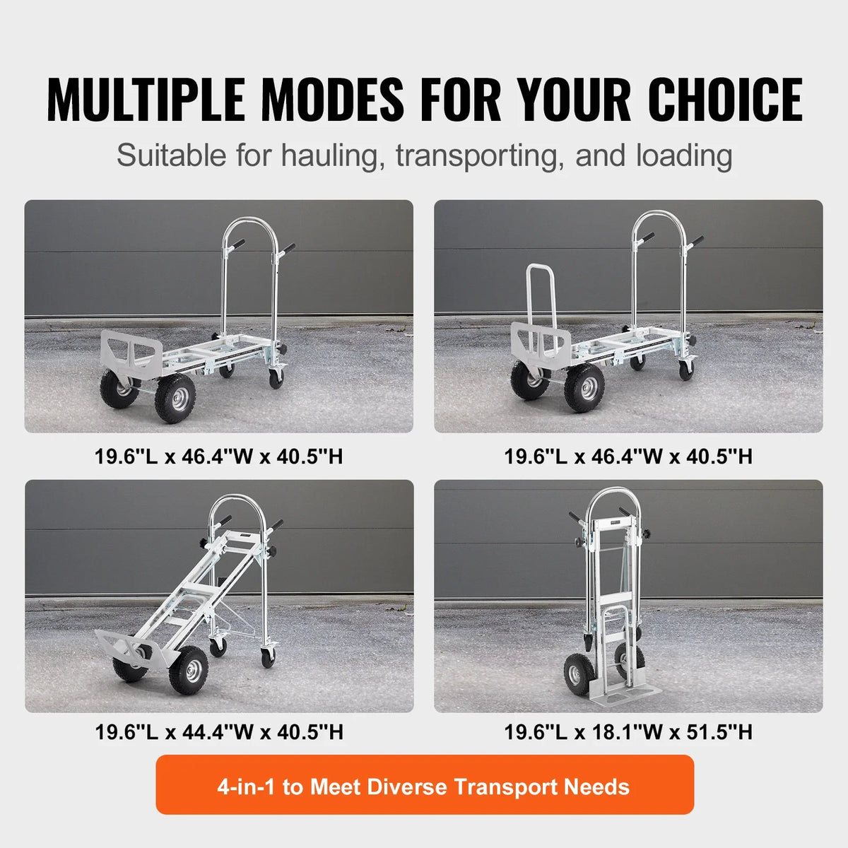 Aluminum Folding Hand Truck Heavy Duty Industrial Collapsible Dolly Cart for Transport and Moving in Warehouse Supermarket