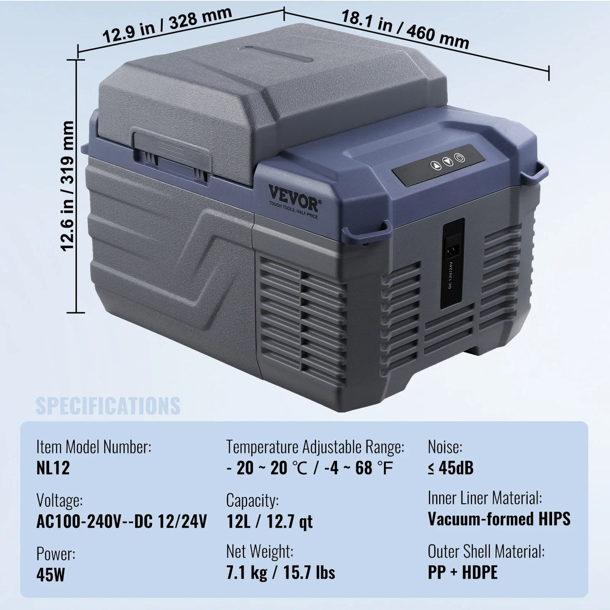 Car Refrigerator  12 Volt Car Refrigerator Fridge  37 L -4℉-68℉  12/24V DC and 100-240V AC  for Outdoor  Camping and RV
