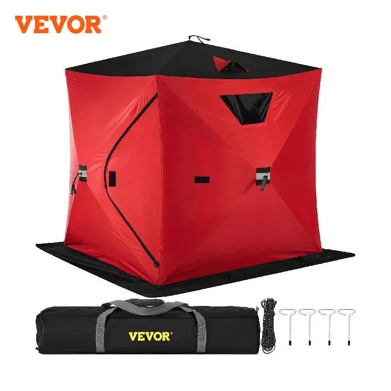 Ice Fishing Tent Warm Awning Pop-Up 2-Person Oxford Fabric Waterproof Windproof Canopy for Winter Fishing Camping Hiking