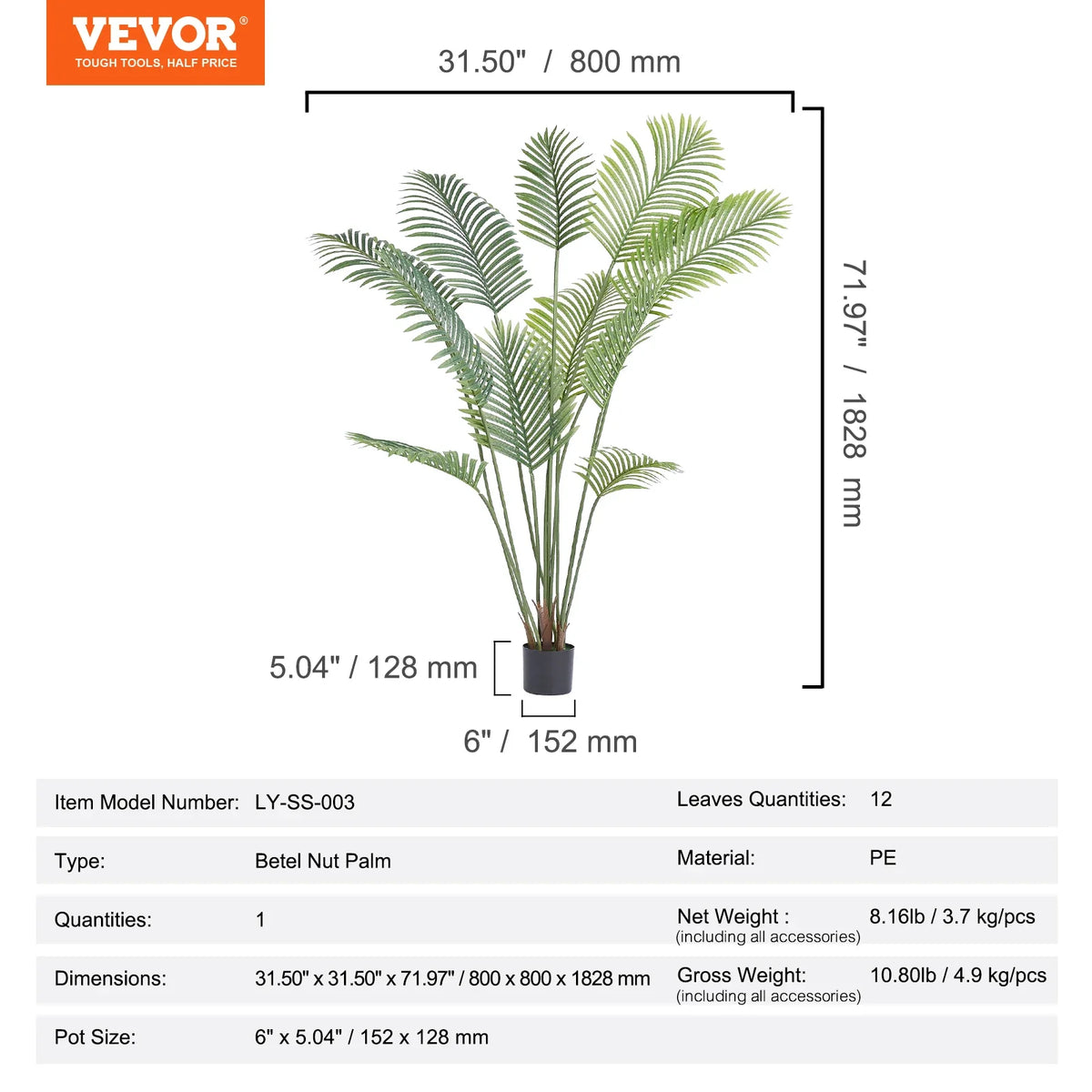 Artificial Palm Tree Faux Plants Green Home Artificial Plant Decoration With PE Anti-Tip Tilt Protection For Indoor Office