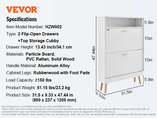 Shoe Cabinet with 2/3 Flip Drawers Shoe Storage Cabinet for Entryway Free Standing Shoe Storage Organizer for Heels Boots