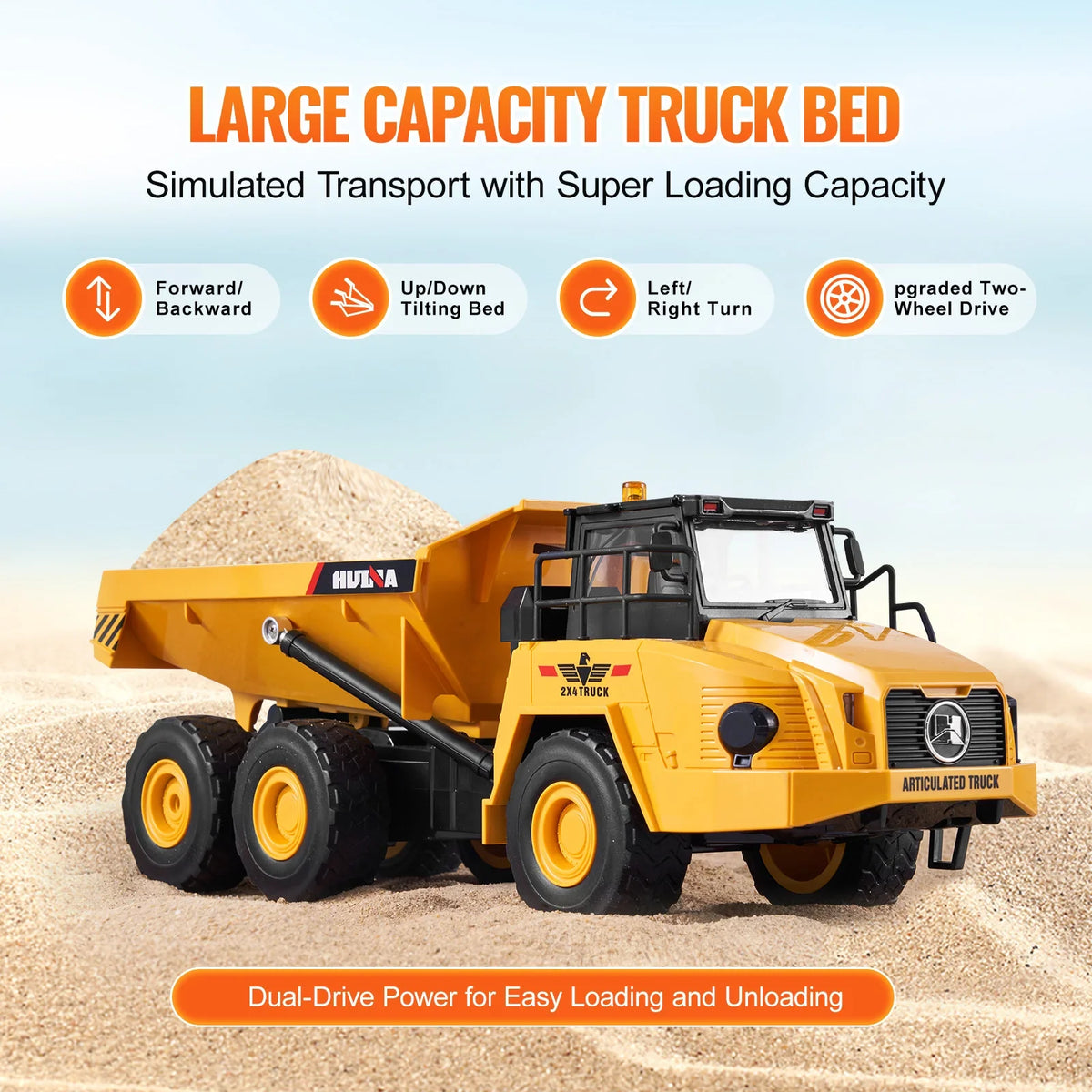 RC Dump Truck Remote Control Car Children Toys 11-Channel Electric Excavator Bulldozer for Kids Toddlers Birthday Gift
