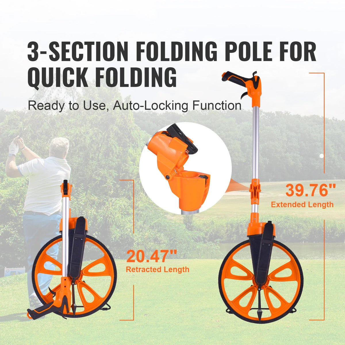 Measuring Wheel Telescoping Measure Wheel Measurement 0-9,999m with Back Bag Suitable for Lawn/Hard/Wood Road Measuring