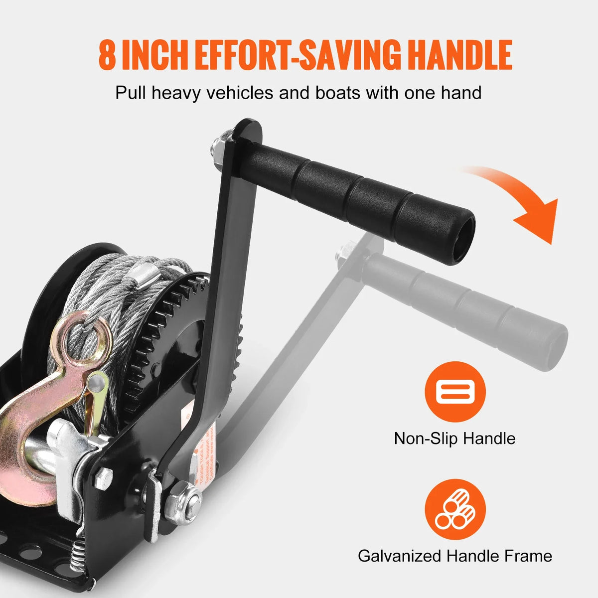 Hand Winch 800 lbs/3500 LBS Capacity Brake Winch W/ 33 ft Steel Rope Traction Hoisting Hand Winch for ATVs Boats Trailers