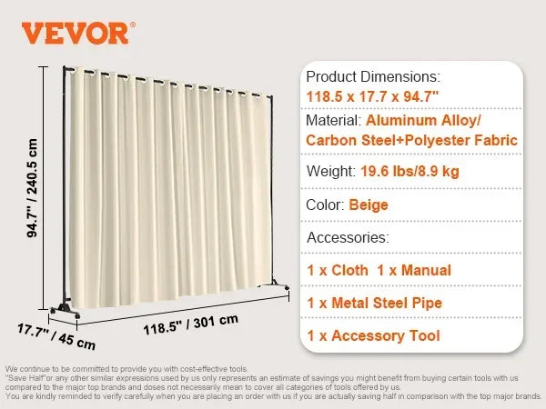 4/3/1 Panel Room Dividers Adjustable In Size & Height Freestanding & Foldable Privacy Screen Partition for Office Home