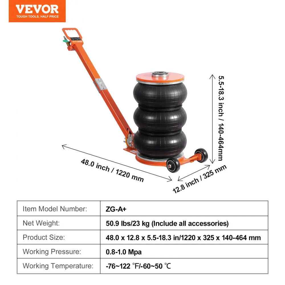 Air Jack Pneumatic Lifting Jack with Heightened Column & Adjustable Handle Easy-to-Lift & Space-Saving Jack