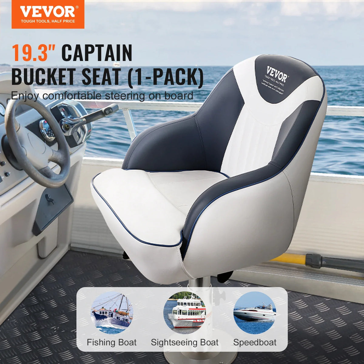 Pontoon Boat Seat with Thickened Sponge Padding for Fishing Boat Sightseeing Boat Speedboat Canoe 1-Piece