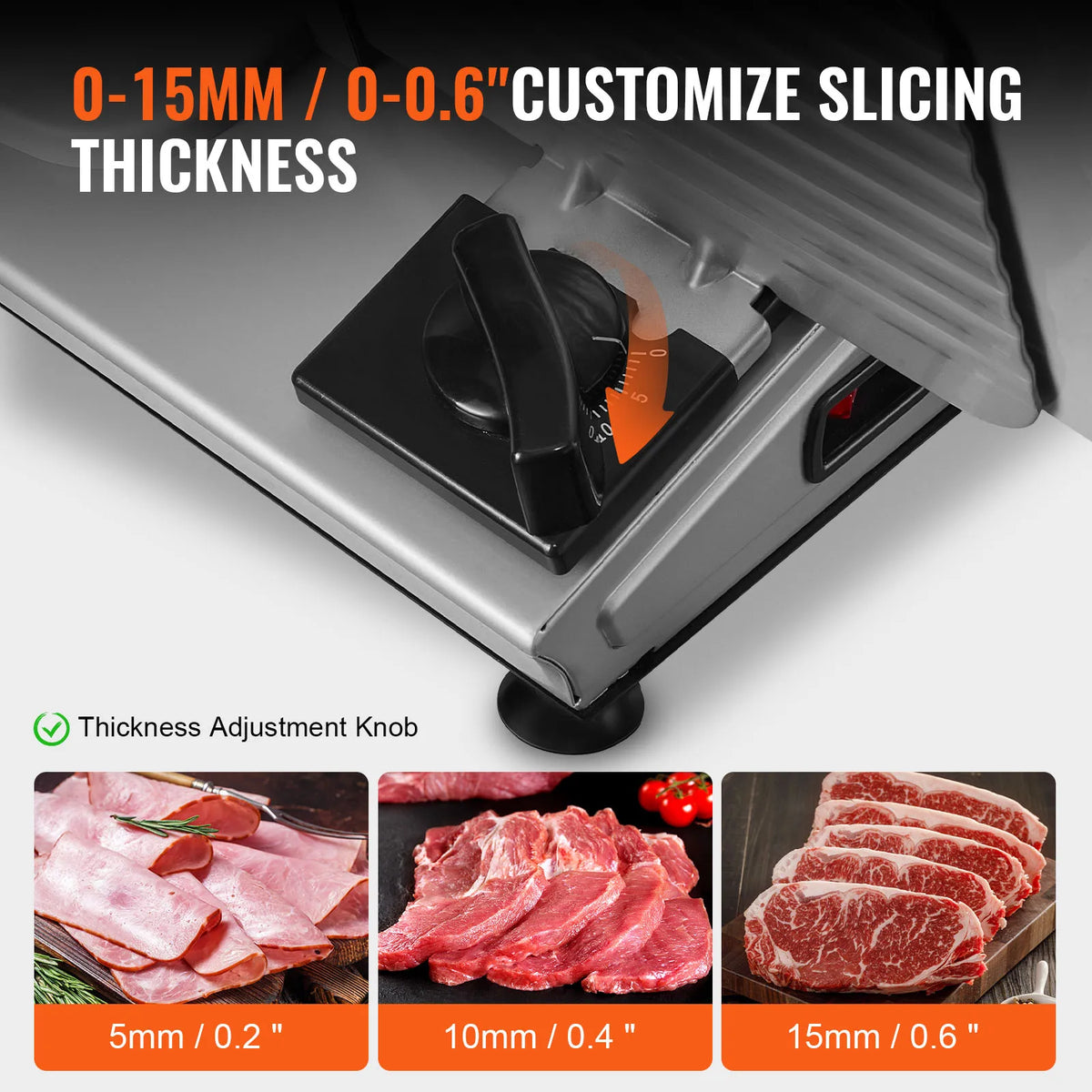 Meat Slicer, 7.5 inch Electric Deli Food Slicer, 180W Meat Cutter w/a Premium SUS420 Blade,0-0.6 inch Adjustable Thickness