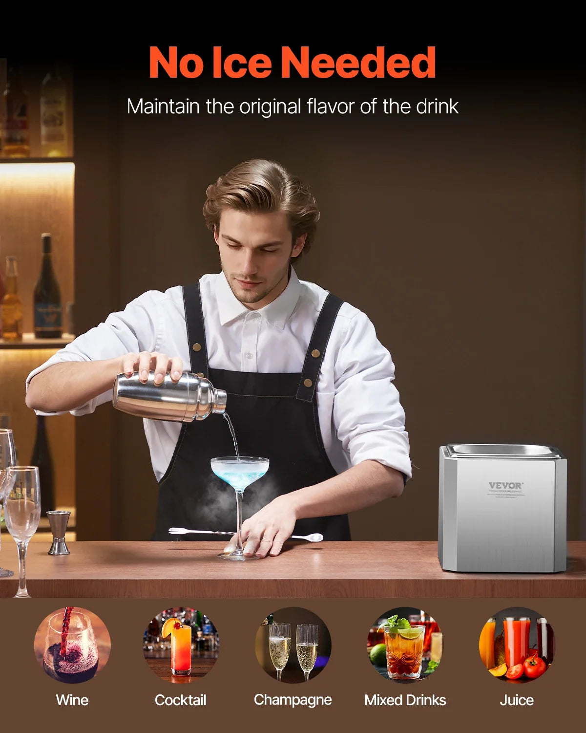 Glass Froster Chiller, CO2 Beer Glass Froster, 8-10 Seconds/Cup with LED Light, Instant Glass Chiller for Wine, Cocktail