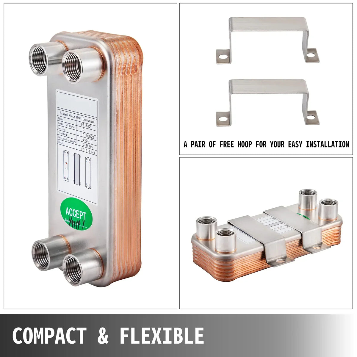 30 40 60 Plates Heat Exchanger Wort Chiller Stainless Steel Homebrew Brewing Beer Cooler Counterflow Chiller Water Heating