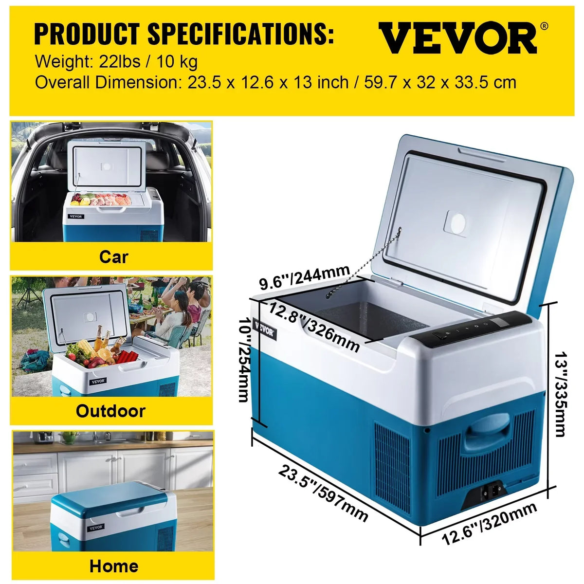 Portable Refrigerator 9L/15L/20L/22L,Mini Portable Freezer Large Capacity Car Refrigerator for Outdoor and Travel