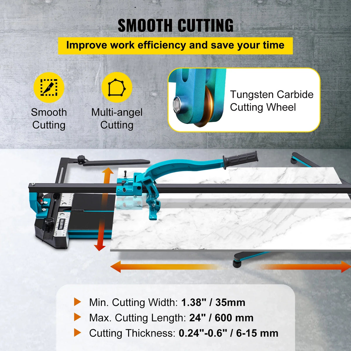 Manual Tile Cutter Porcelain Ceramic Tile Cutter with Tungsten Carbide Cutting Wheel Infrared Positioning Durable Rails