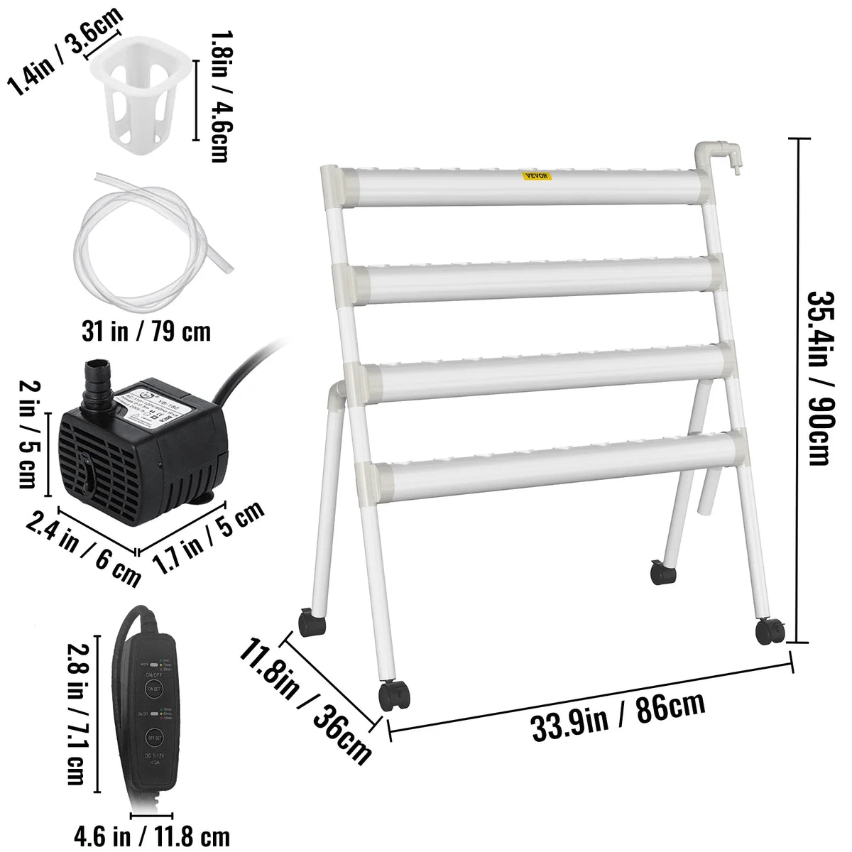 Hydroponic Grow Kit Hydroponics System 36/54/72/90/108 Sites 1/2/3/4 Layers 4/6/8/10/12 Pipes Vegetables Lawn & Garden