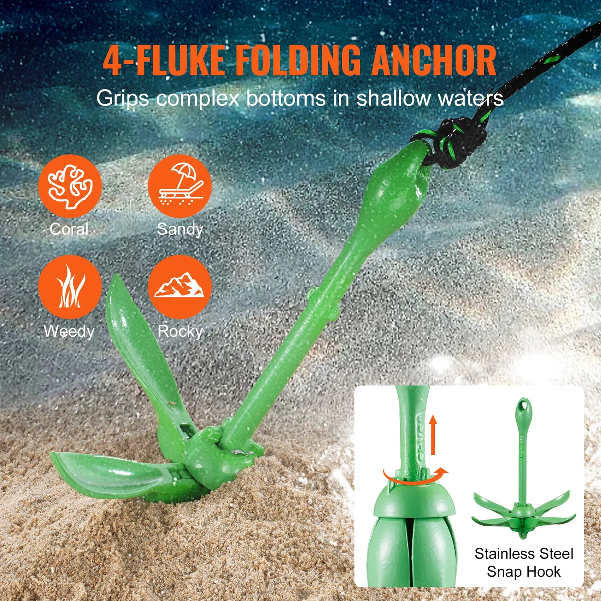 3.5 lb Paddle Board Anchor Kit with Storage Bag and Snap Hook Kayak Accessories for Kayaks Small Boats Canoes
