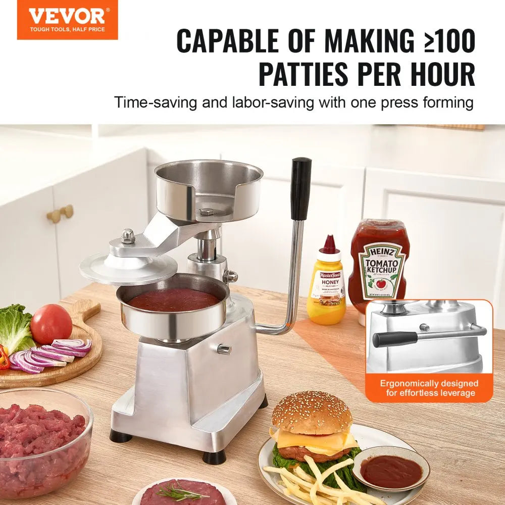 Commercial Burger Patty Maker  Hamburger Beef Patty Maker Heavy Duty Food-Grade Stainless Steel Bowl Burger Press Machine