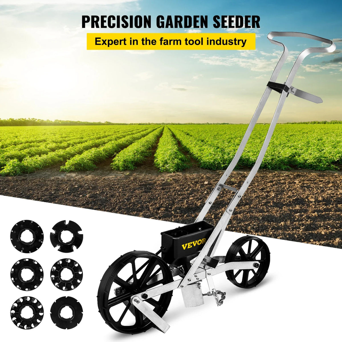 Garden Seeder Walk-Behind Garden Push Seeder Manual Row Crop Planter Garden Lawn Spreader for Sowing Seed for Various Seed