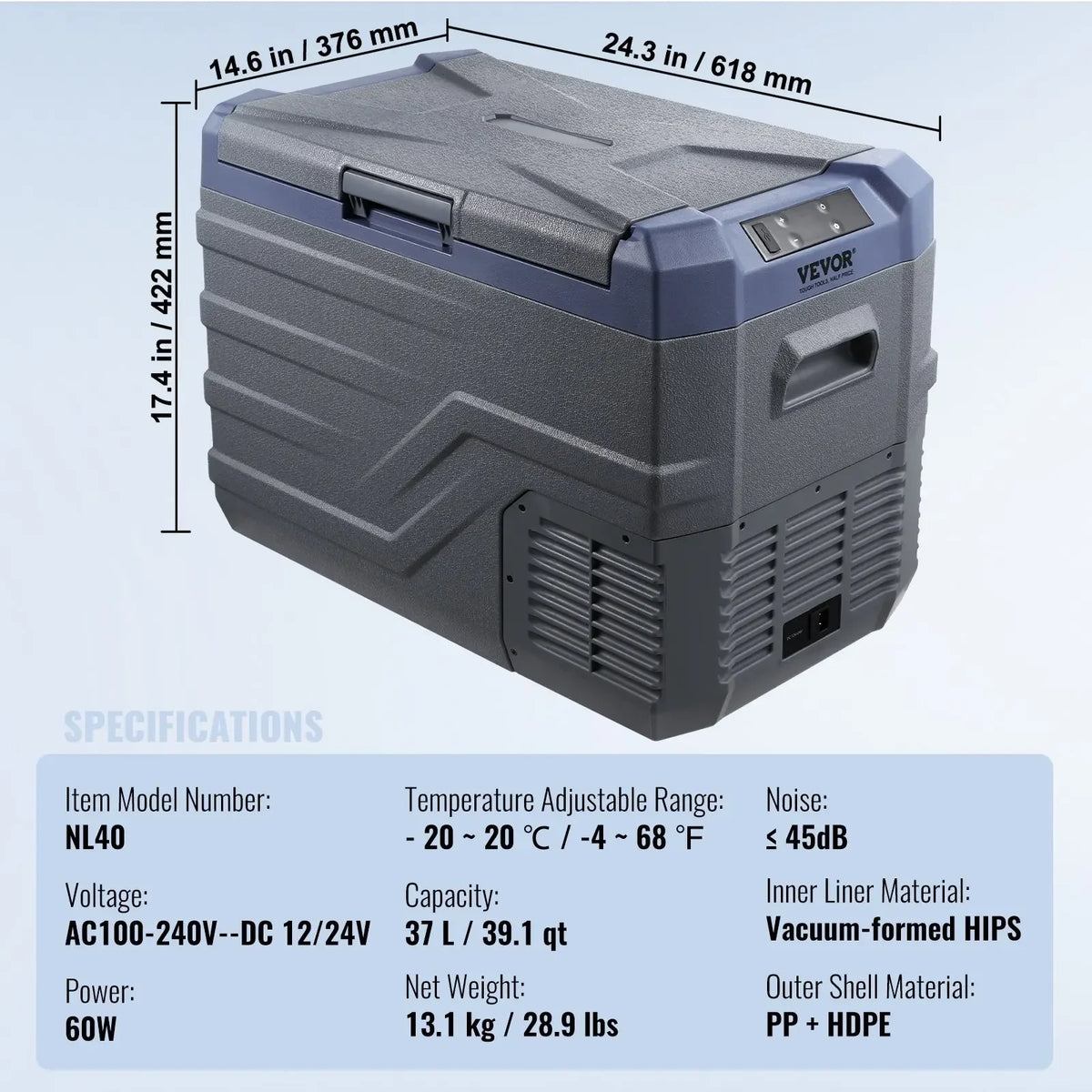 12L 25L 30L 32L 37L 45L Car Refrigerator Freezer, Compressor Dual Zone Portable Fridge for Home Travel Camping Truck