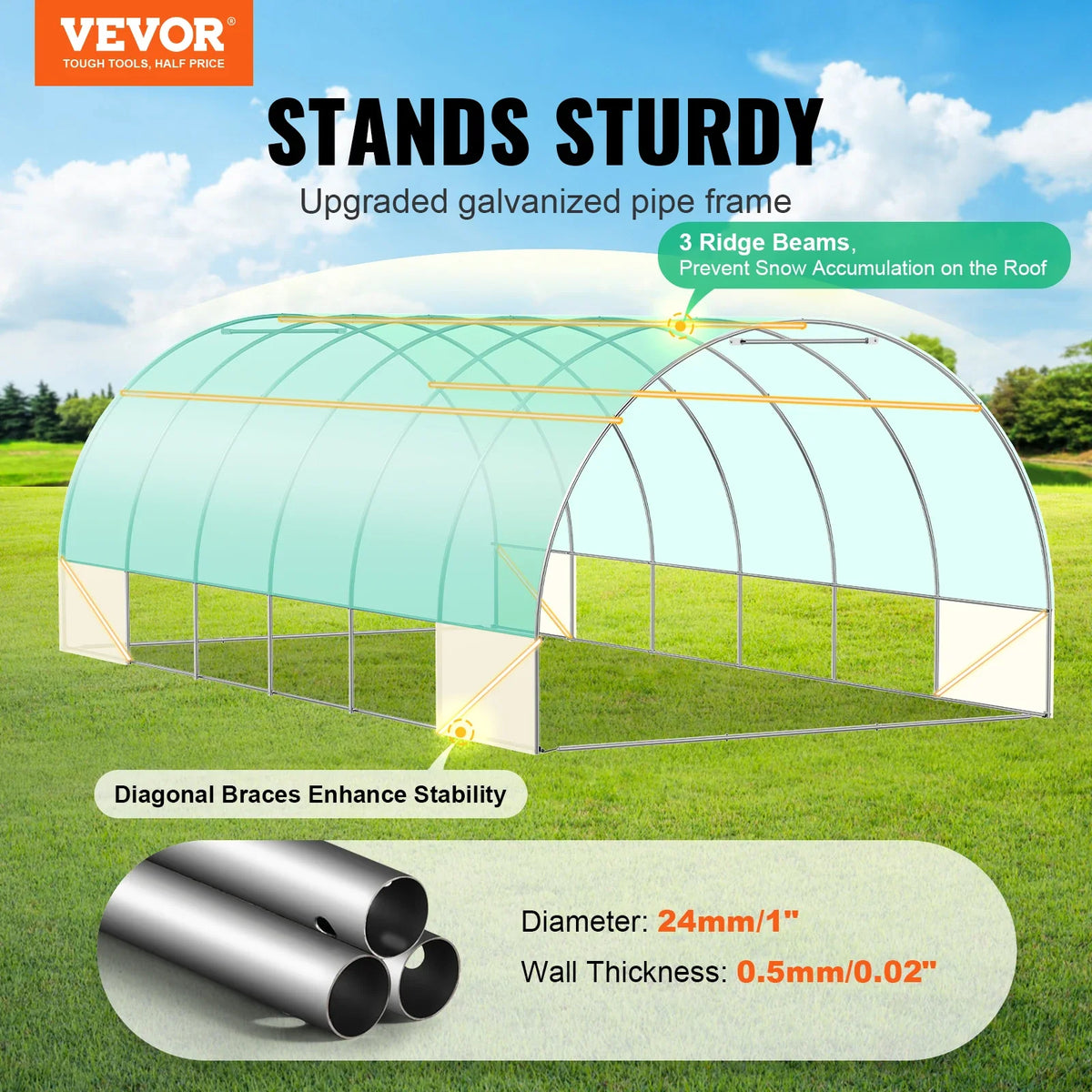 Walk-in Tunnel Greenhouse 20x10x7ft Hoop House Greenhouse Tunnel Upgrade Plant Green House for Plants to Resist Frost
