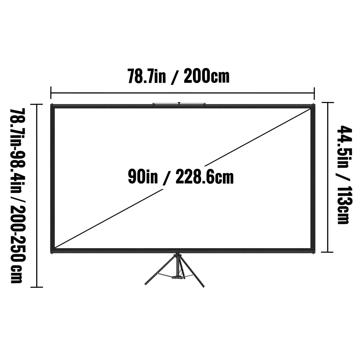 Tripod Projector Screen  Stand 90 inch 4K HD Projection Screen Stand Wrinkle-Free Height Adjustable for Movie, Home Cinema