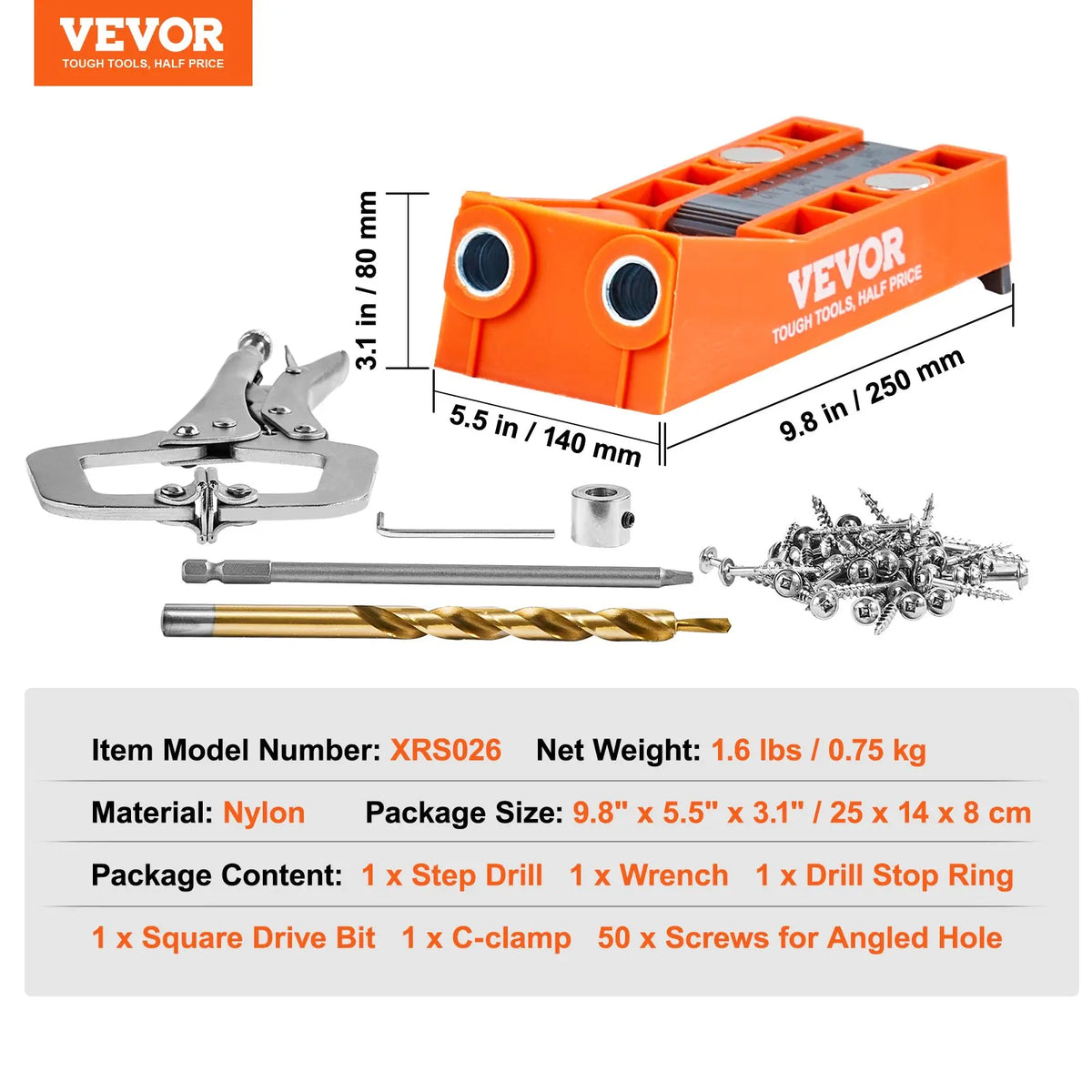 30 Pcs Pocket Hole Jig Kit Adjustable & Easy to Use Pocket Hole Jig System with Step Drills Wrenches Drill Stop Rings
