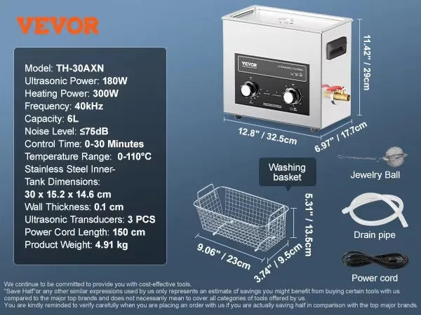 Ultrasonic Cleaner with Heater Timer 2/3/6/10/15/30L for Lab Tools Metal Parts Carburetor Brass Auto Parts Engine Parts