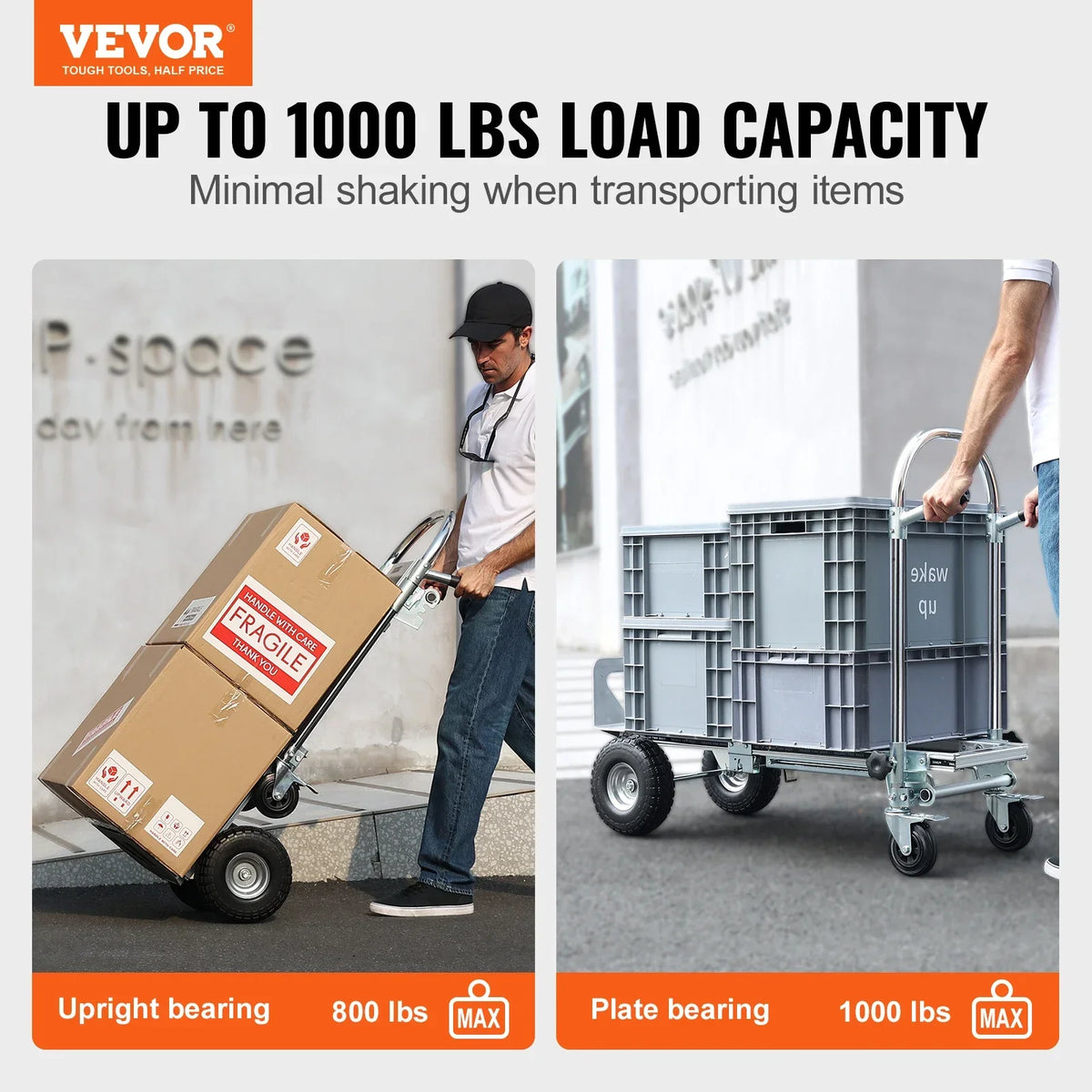 Aluminum Folding Hand Truck 300/400/800/1000 lbs Heavy Duty Collapsible cart for Transport Warehouse Supermarket Garden