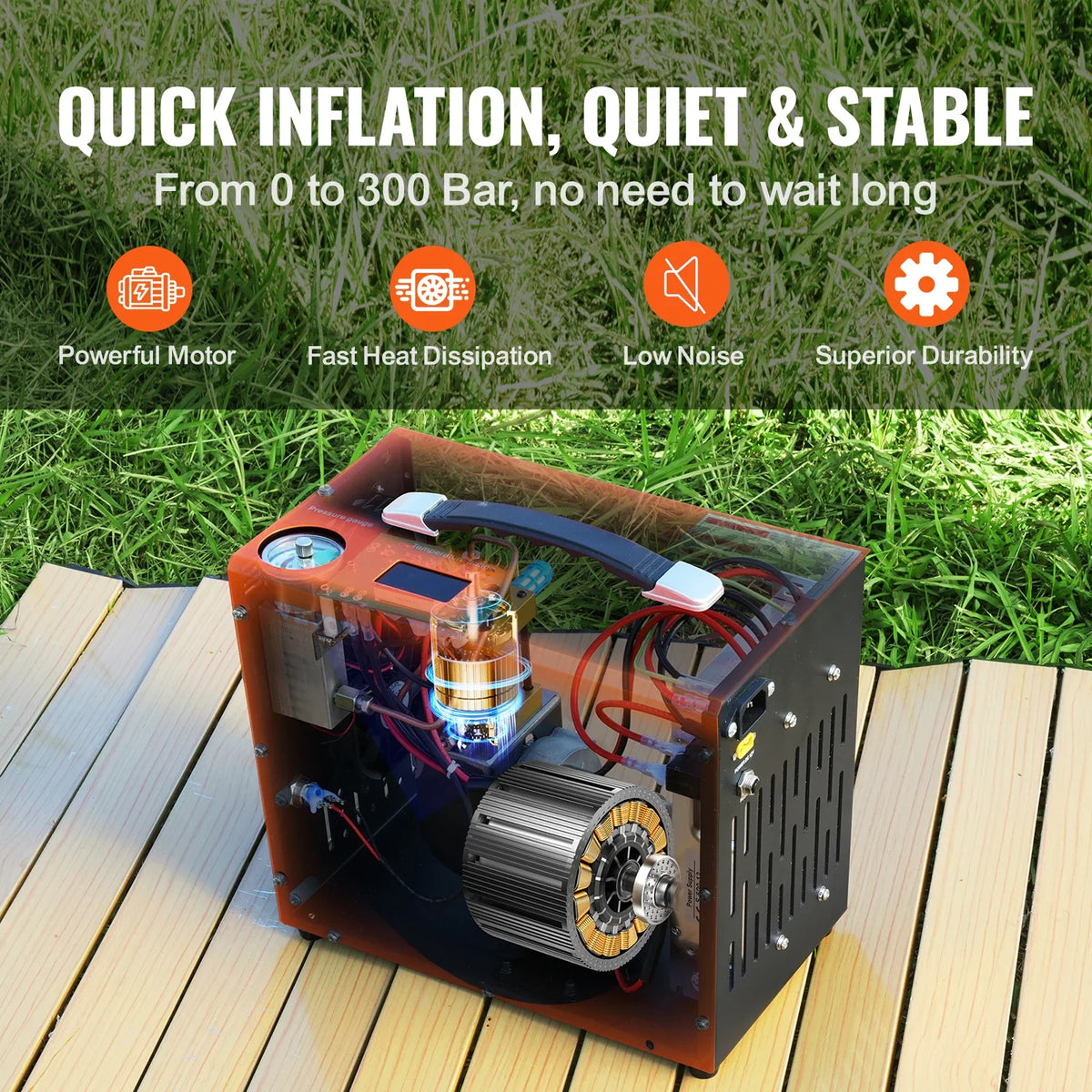 PCP Air Compressor 4500PSI/30Mpa Portable PCP Airgun Compressor Water-Free Air Rifle Paintball Scuba Tank Compressor Pump