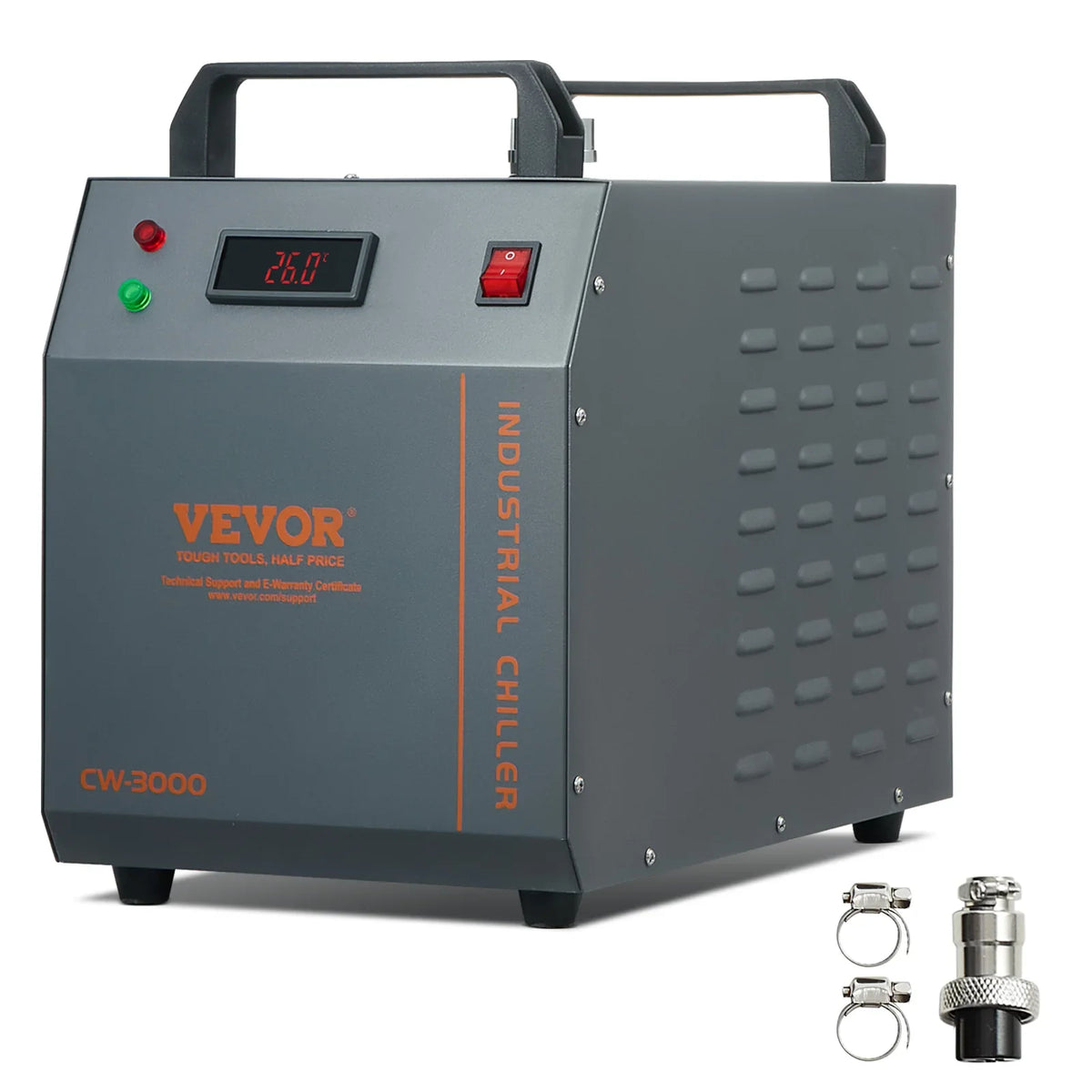 Industrial Water Chiller,CW-3000,80W Air-Cooled Industrial Water Cooler Cooling System w/12 L Water Tank Capacity 12 L/min