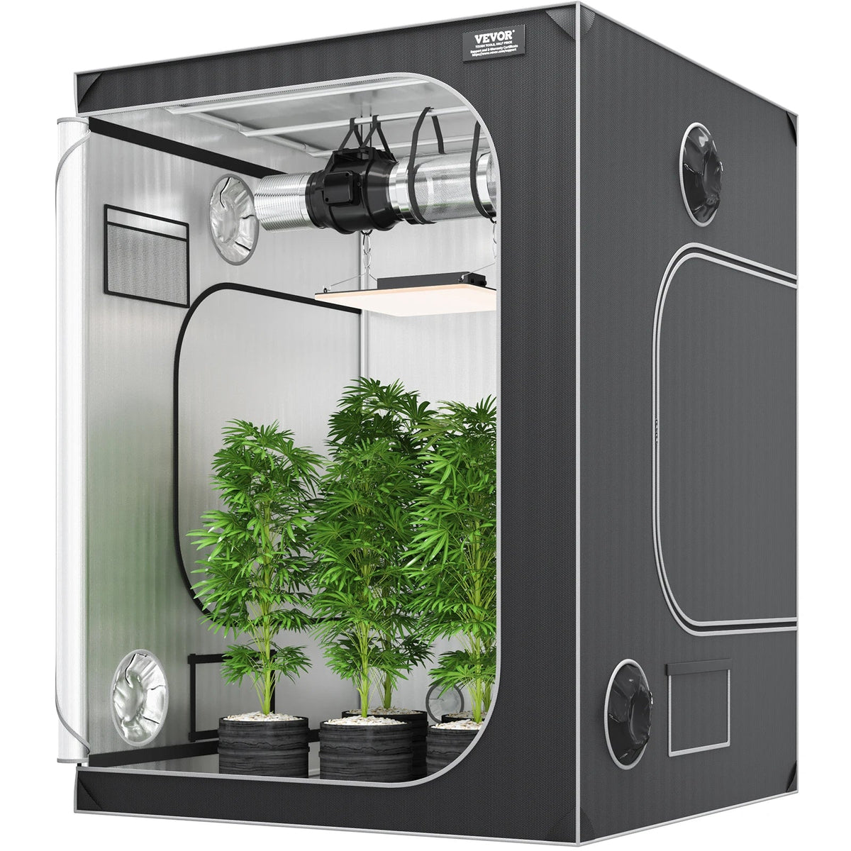 Grow Tent High Reflective 2000D Mylar Hydroponic Growing Tent Enclosed Greenhouse for Indoor Plants Growing Observation